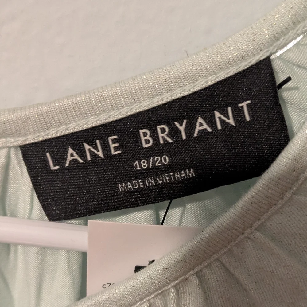 Lane Bryant Pale Green Sparkle Long Sleeve Smocked Cuff Top Size 18/20 or 2X